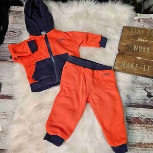 Kenzo Baby Boy Orange Blue Hooded Zip Up Two Tone Tracksuit Set Size 12 Months